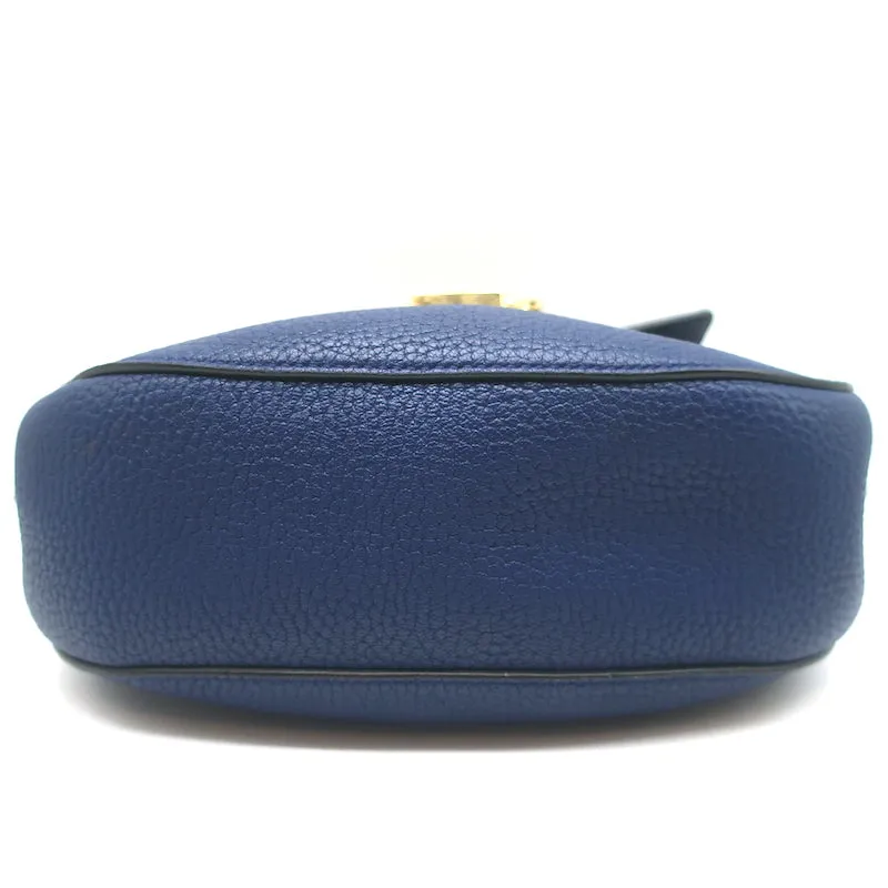 Chloe Drew Chain Strap Crossbody Bag Navy Grained Leather