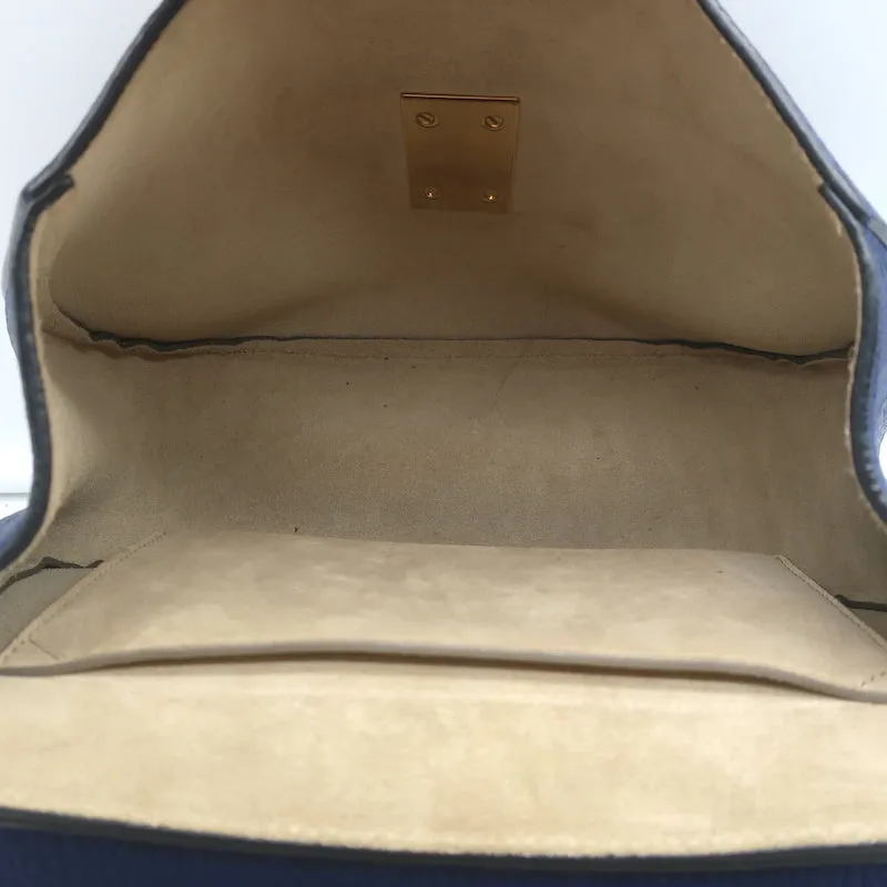 Chloe Drew Chain Strap Crossbody Bag Navy Grained Leather