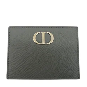 CHRISTIAN DIOR 30 Montaigne Grained Calfskin Leather Card Holder Dark Grey