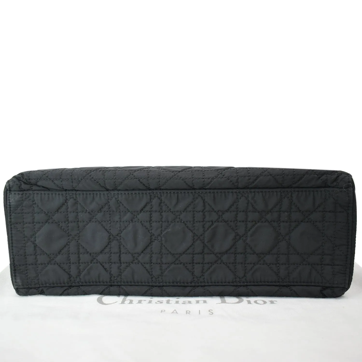 CHRISTIAN DIOR Lady Dior Vintage Nylon Cannage Canvas Tote Bag Black