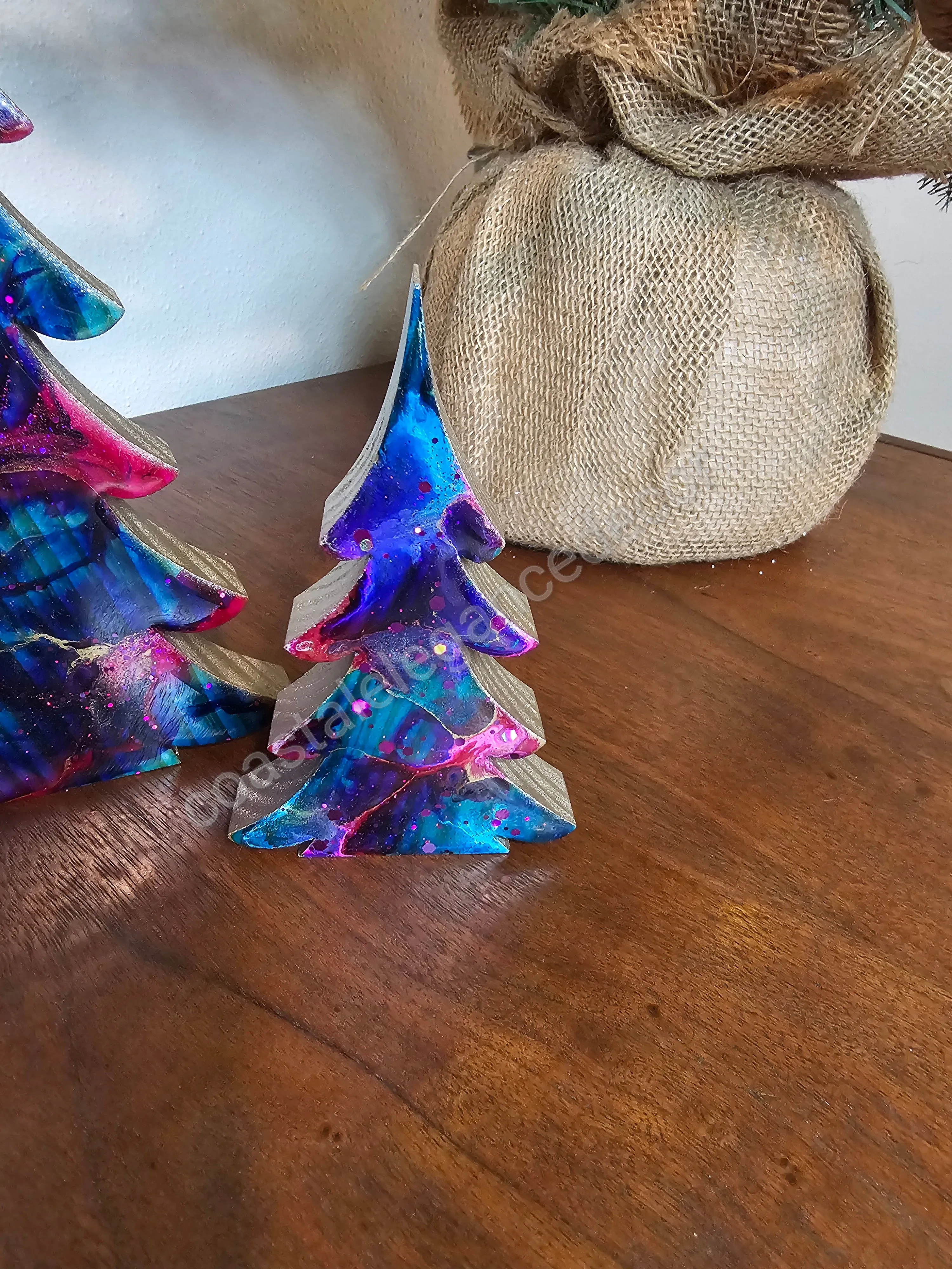 Christmas Trees with Branches Holiday Tabletop Decoration Pink Blue Lg or Sm
