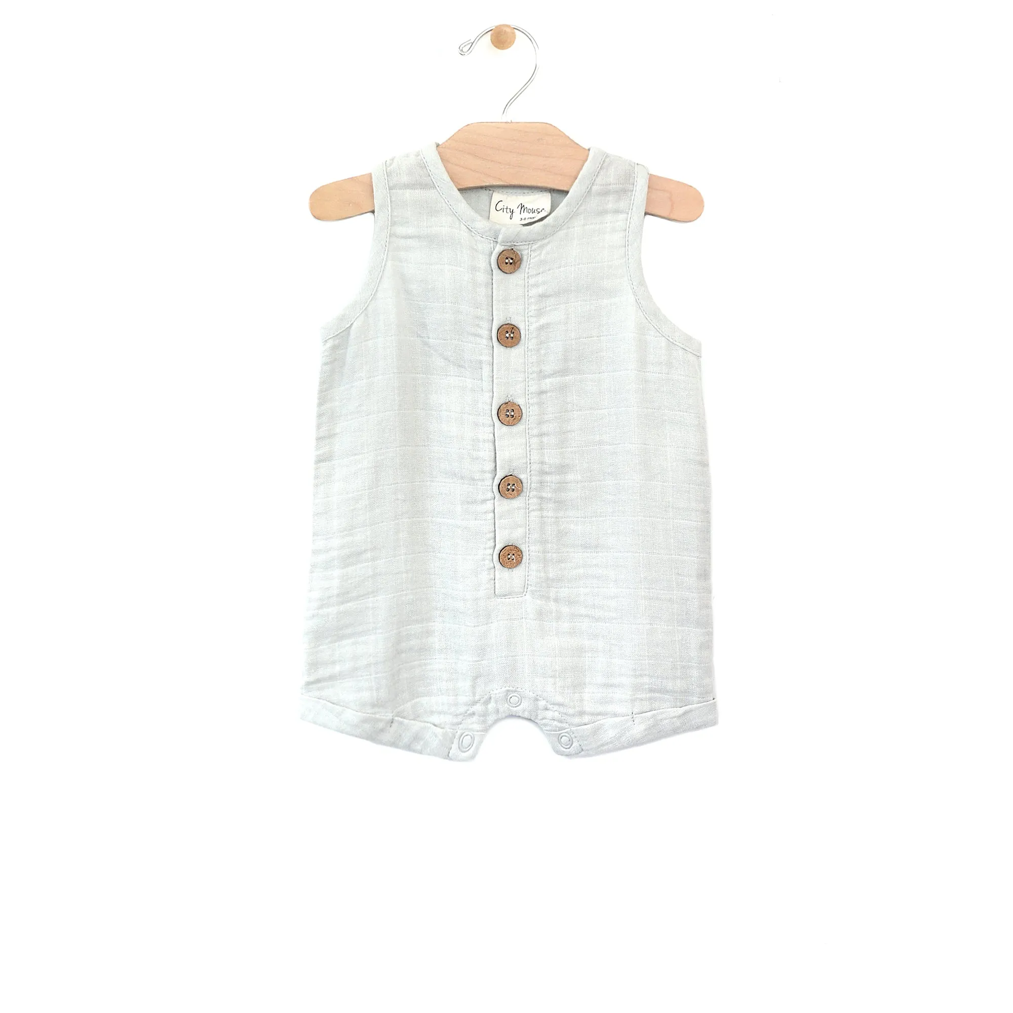 City Mouse Glacier Woven Muslin Tank Romper