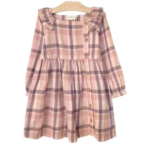 City Mouse Side Button Flannel Dress - Rosewood