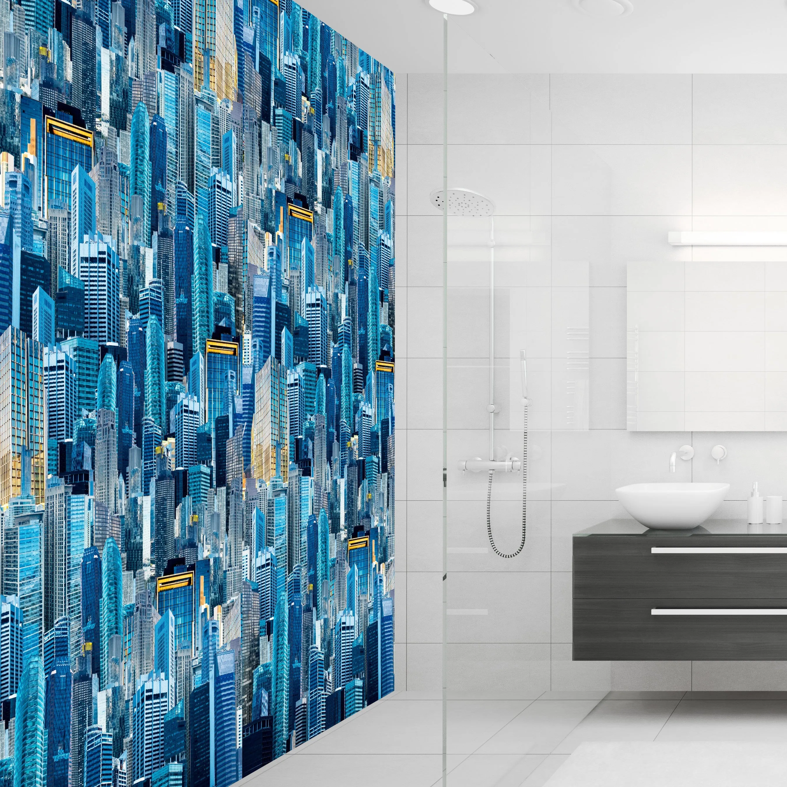 City Stacked Scenery Acrylic Shower Wall Panels Home Decor Wall Panels 2440mmm x 1220mm