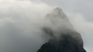 Cloud Covered Mountain Top in Bora Bora