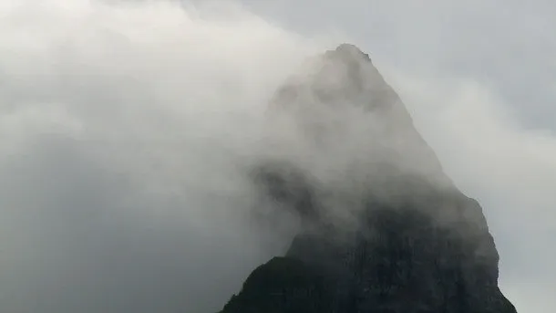 Cloud Covered Mountain Top in Bora Bora