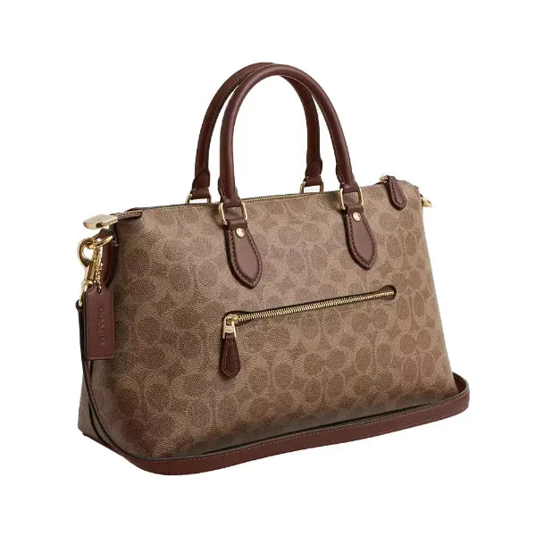 Coach Brown Georgia Satchel In Signature Canvas - CW422