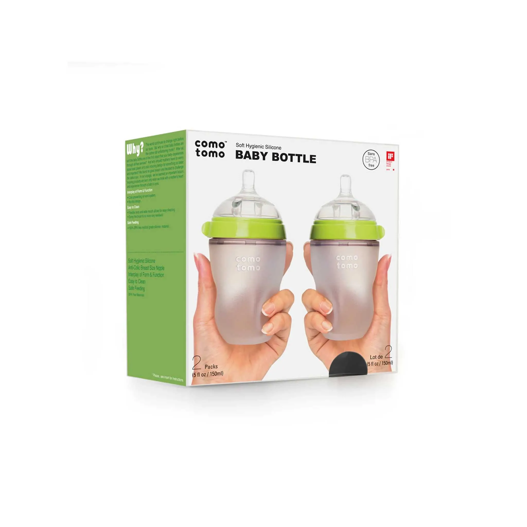 Comotomo Natural Feel Silicone Baby Bottle 2-Pack - 250ml/8oz Medium Flow