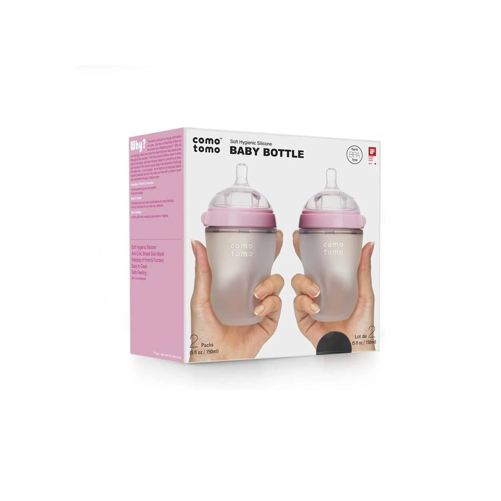 Comotomo Natural Feel Silicone Baby Bottle 2-Pack - 250ml/8oz Medium Flow