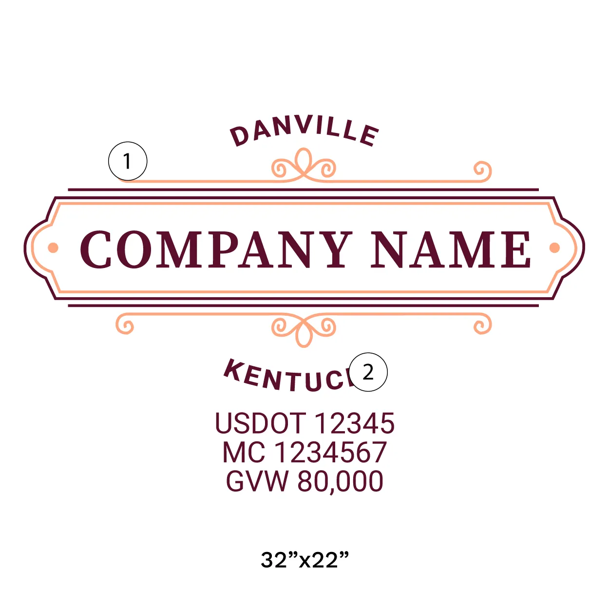 Company Name Truck Door Decal (USDOT), 2 Pack