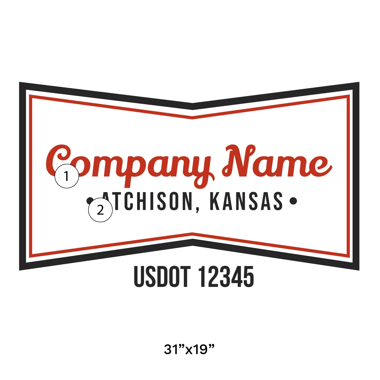 Company Name Truck Door Decal (USDOT), 2 Pack