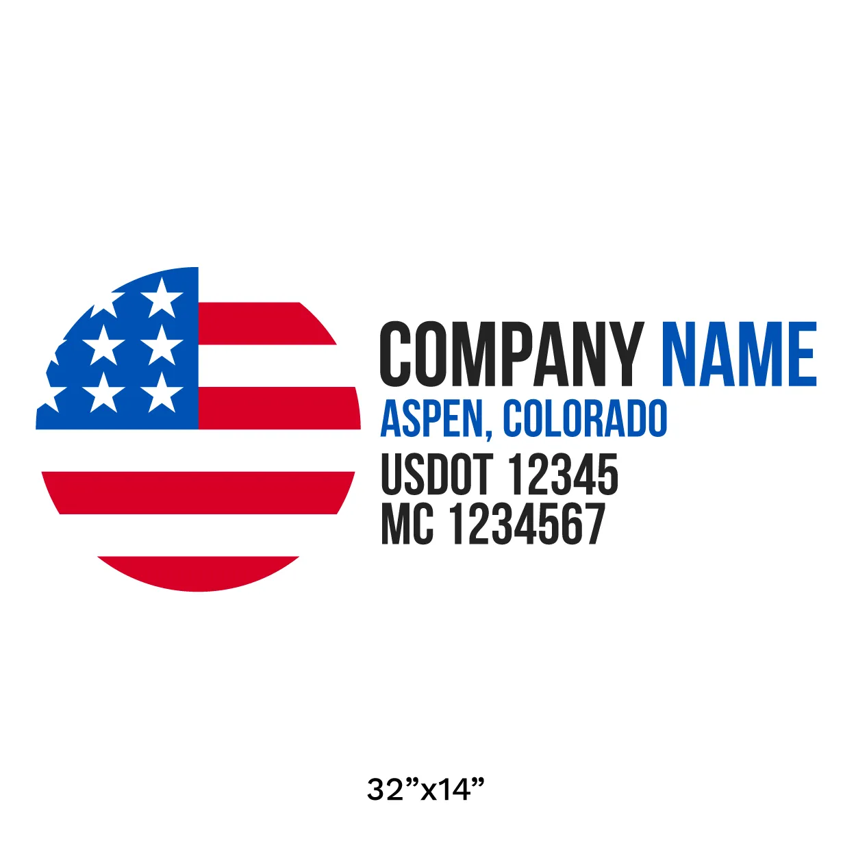 Company Name Truck Door Decal (USDOT), 2 Pack