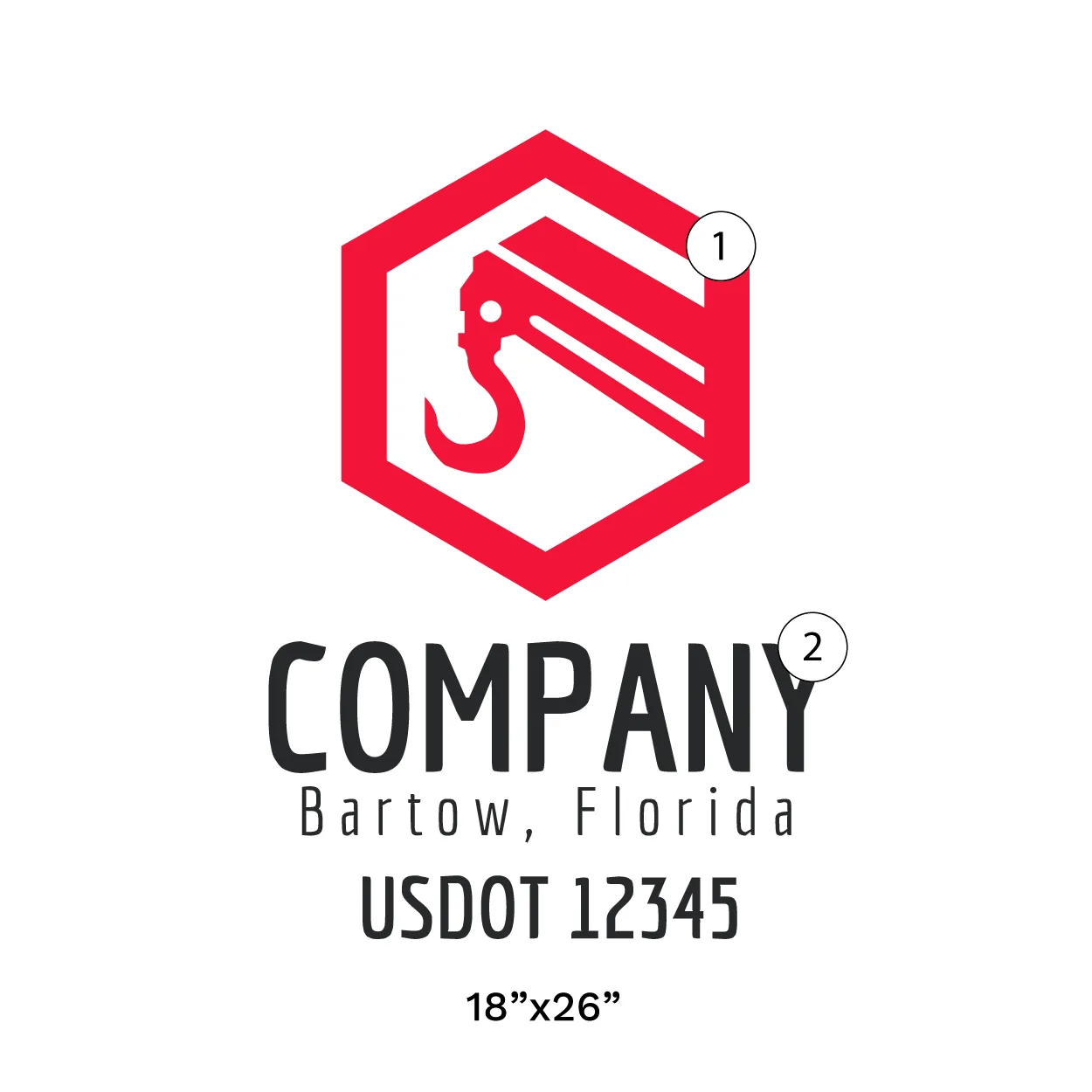 Company Name Truck Door Decal (USDOT), 2 Pack