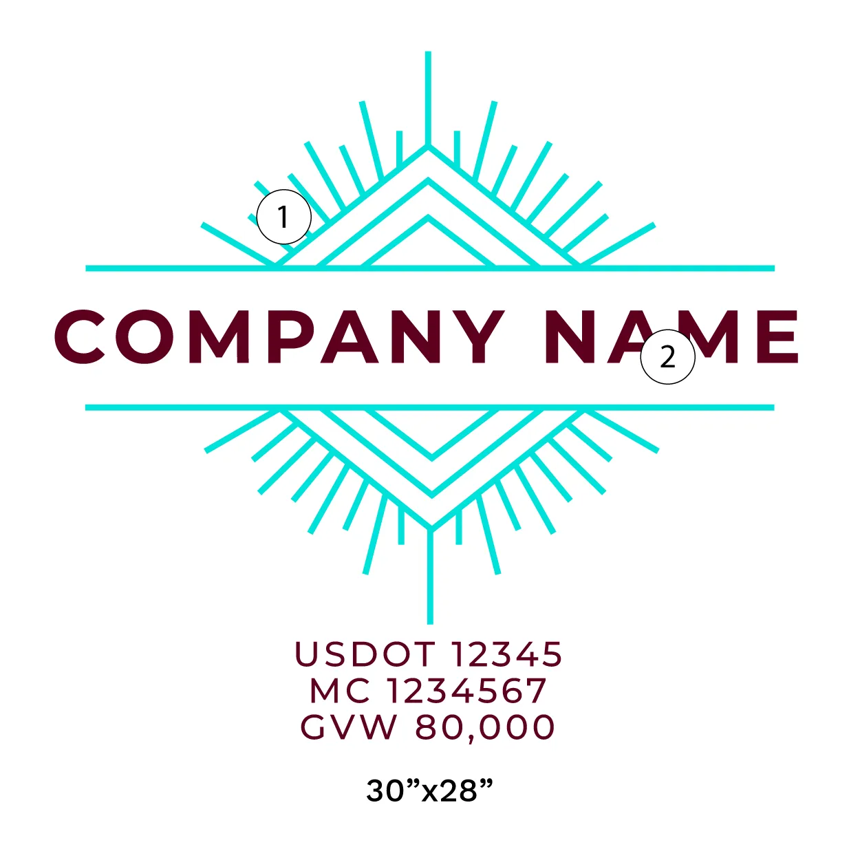 Company Name Truck Door Decal (USDOT), 2 Pack