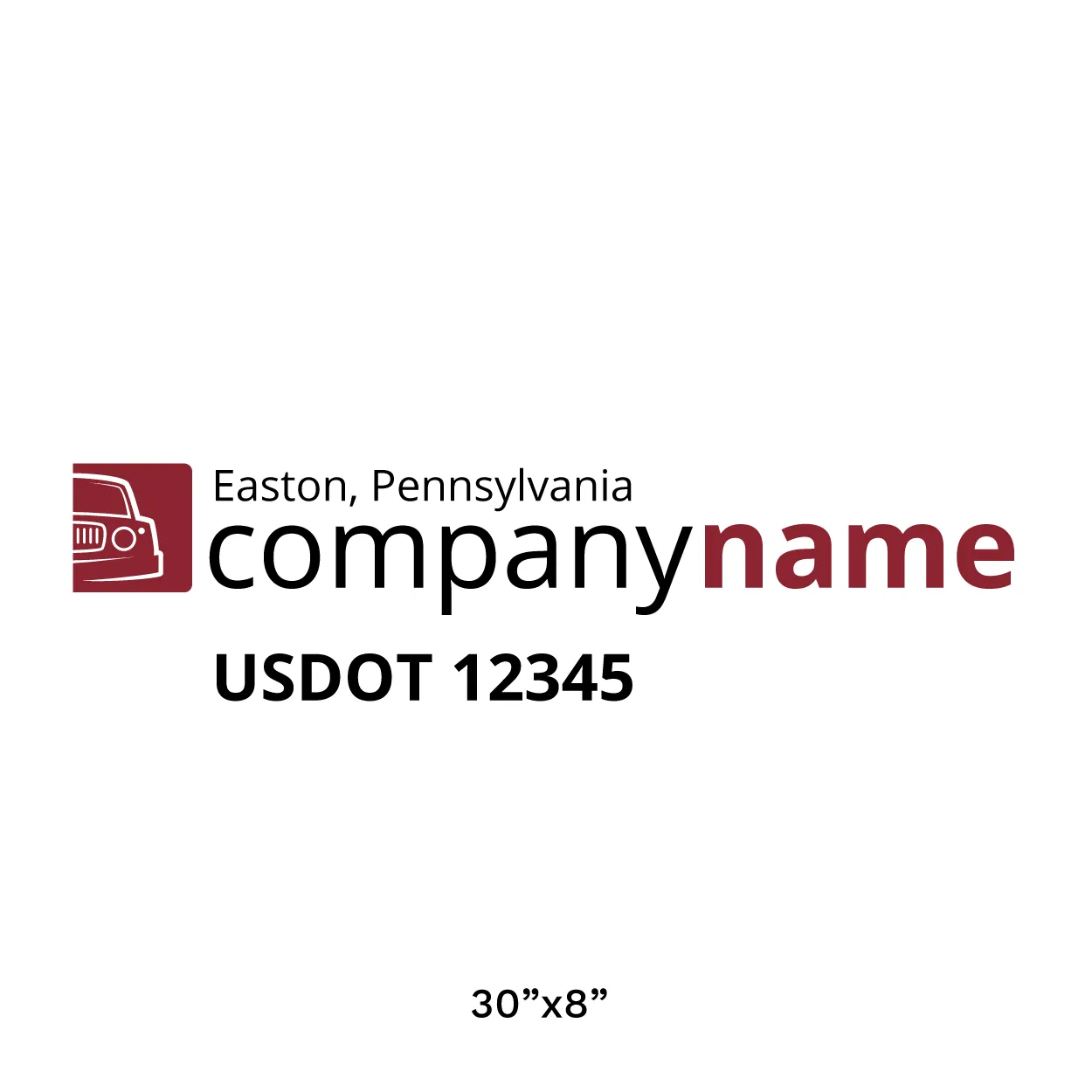Company Name Truck Door Decal (USDOT), 2 Pack