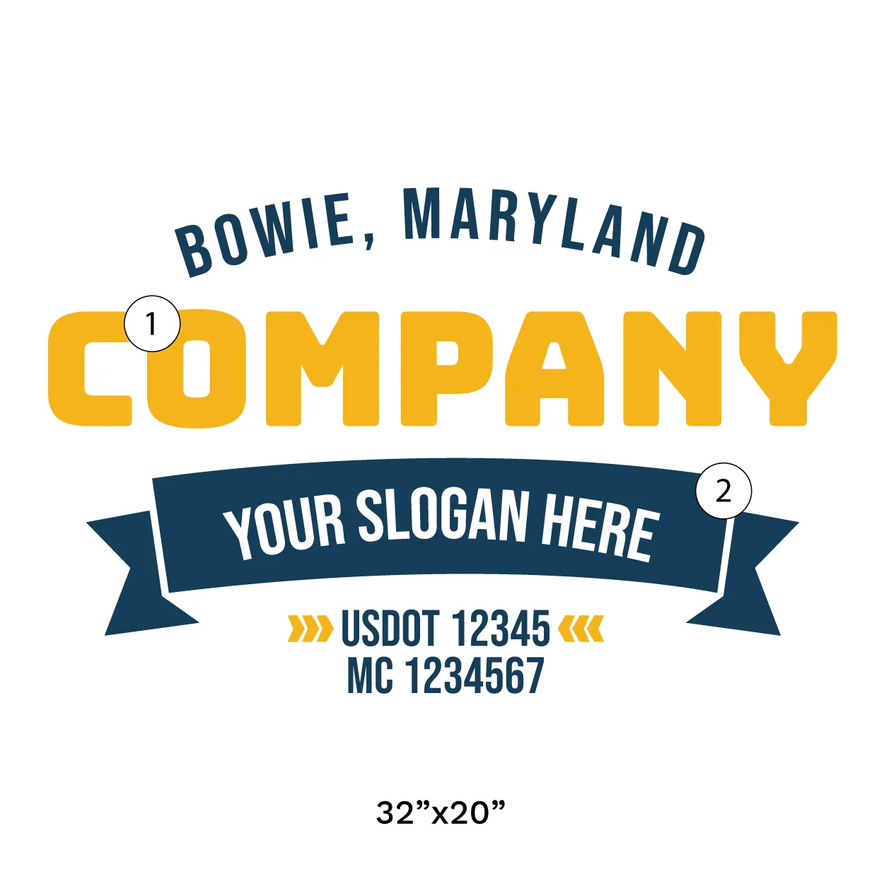 Company Name Truck Door Decal (USDOT), 2 Pack