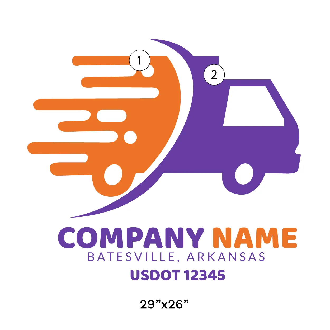 Company Name Truck Door Decal (USDOT), 2 Pack