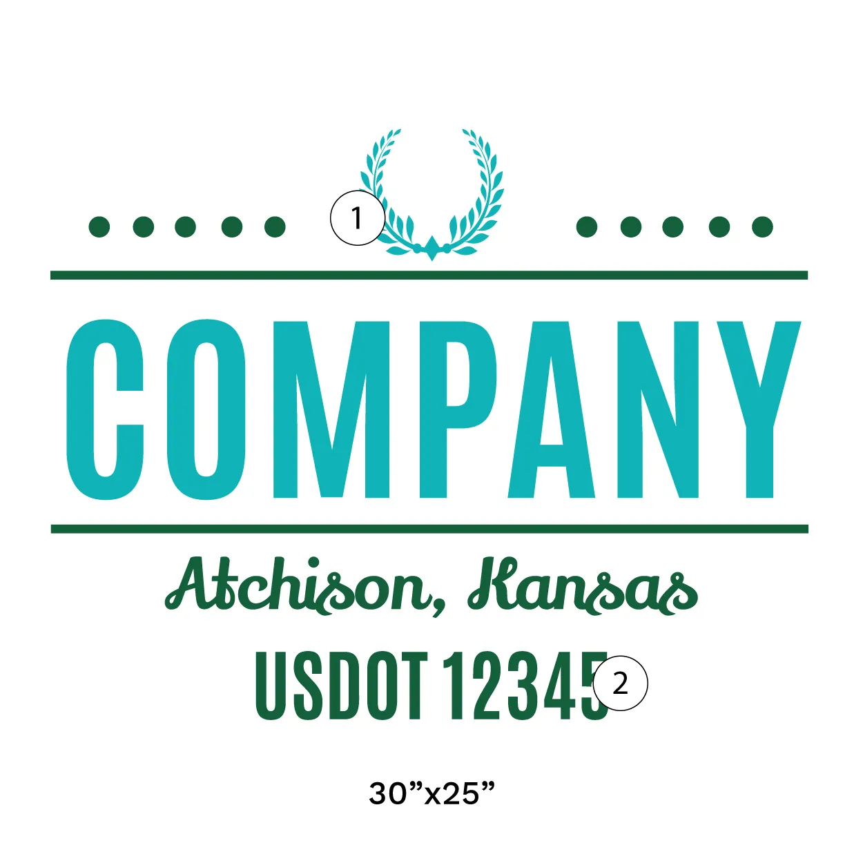 Company Name Truck Door Decal (USDOT), 2 Pack