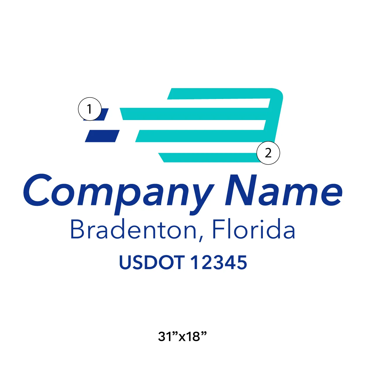 Company Name Truck Door Decal (USDOT), 2 Pack