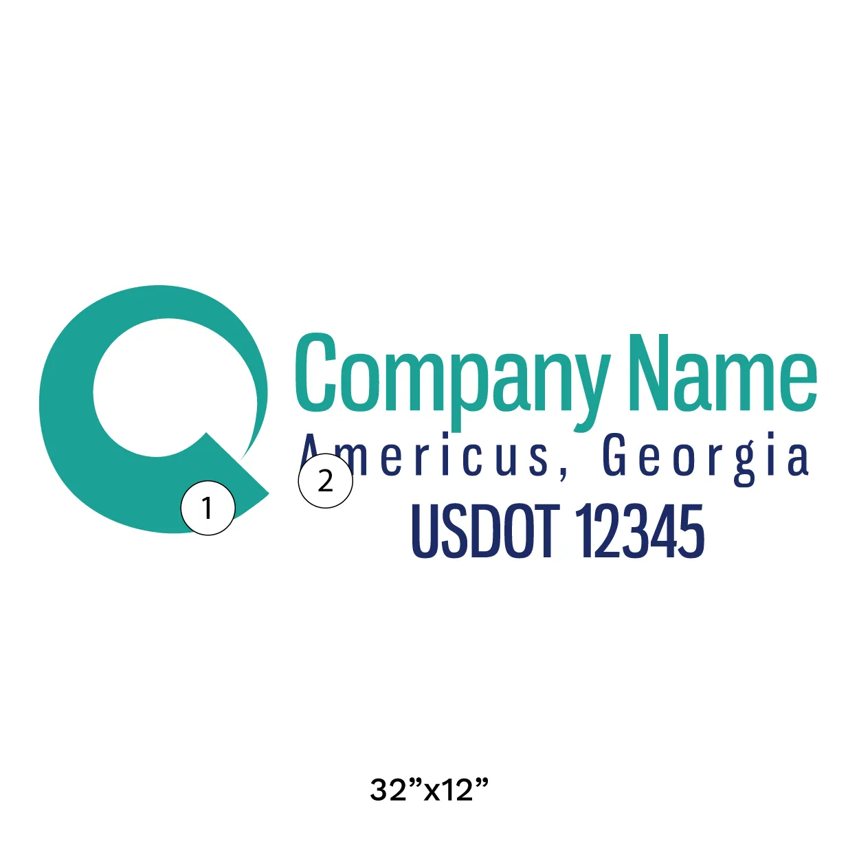 Company Name Truck Door Decal (USDOT), 2 Pack