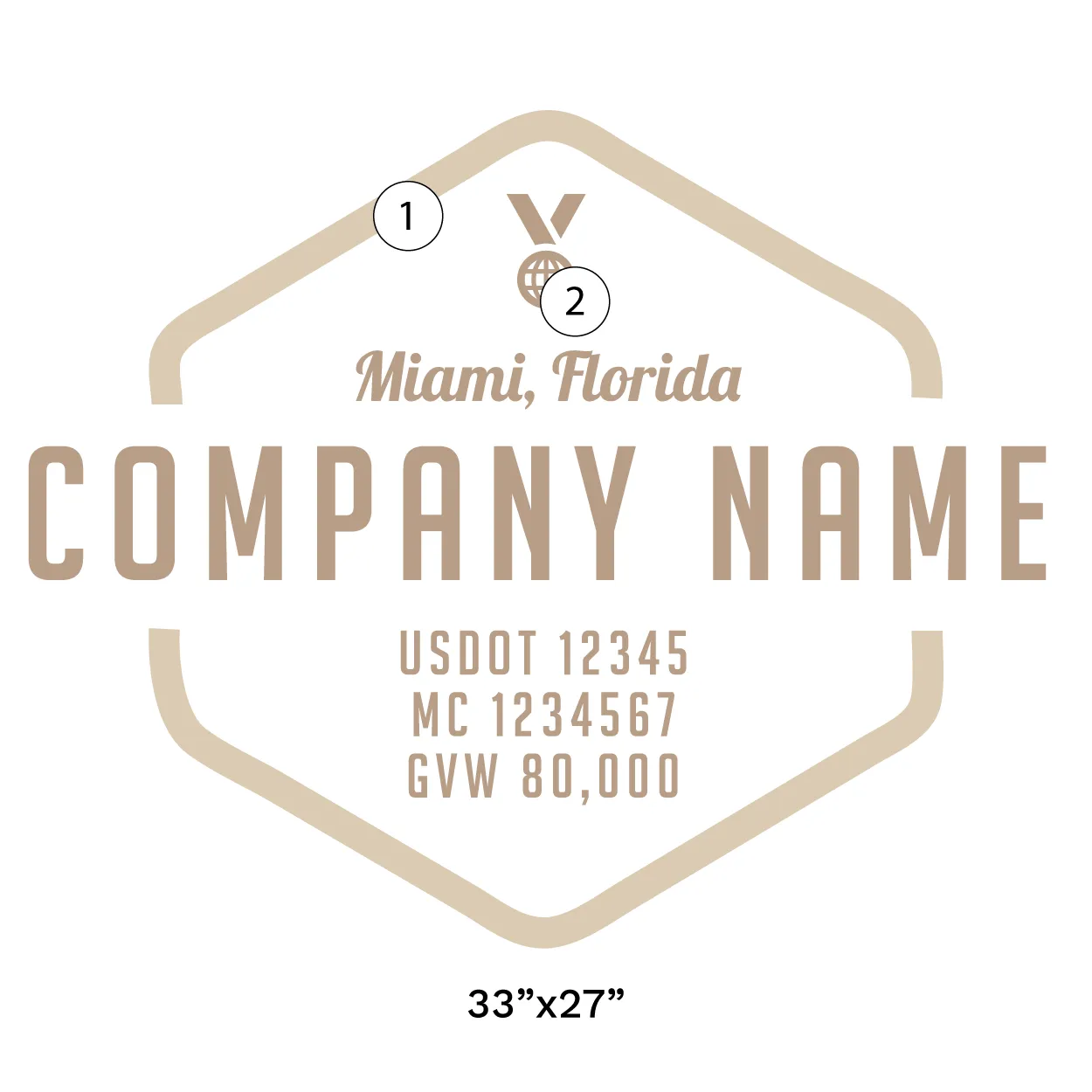 Company Name Truck Door Decal (USDOT), 2 Pack