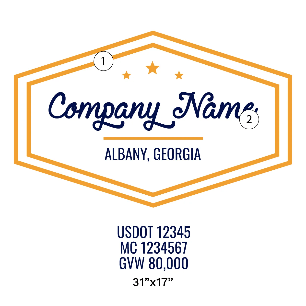 Company Name Truck Door Decal (USDOT), 2 Pack