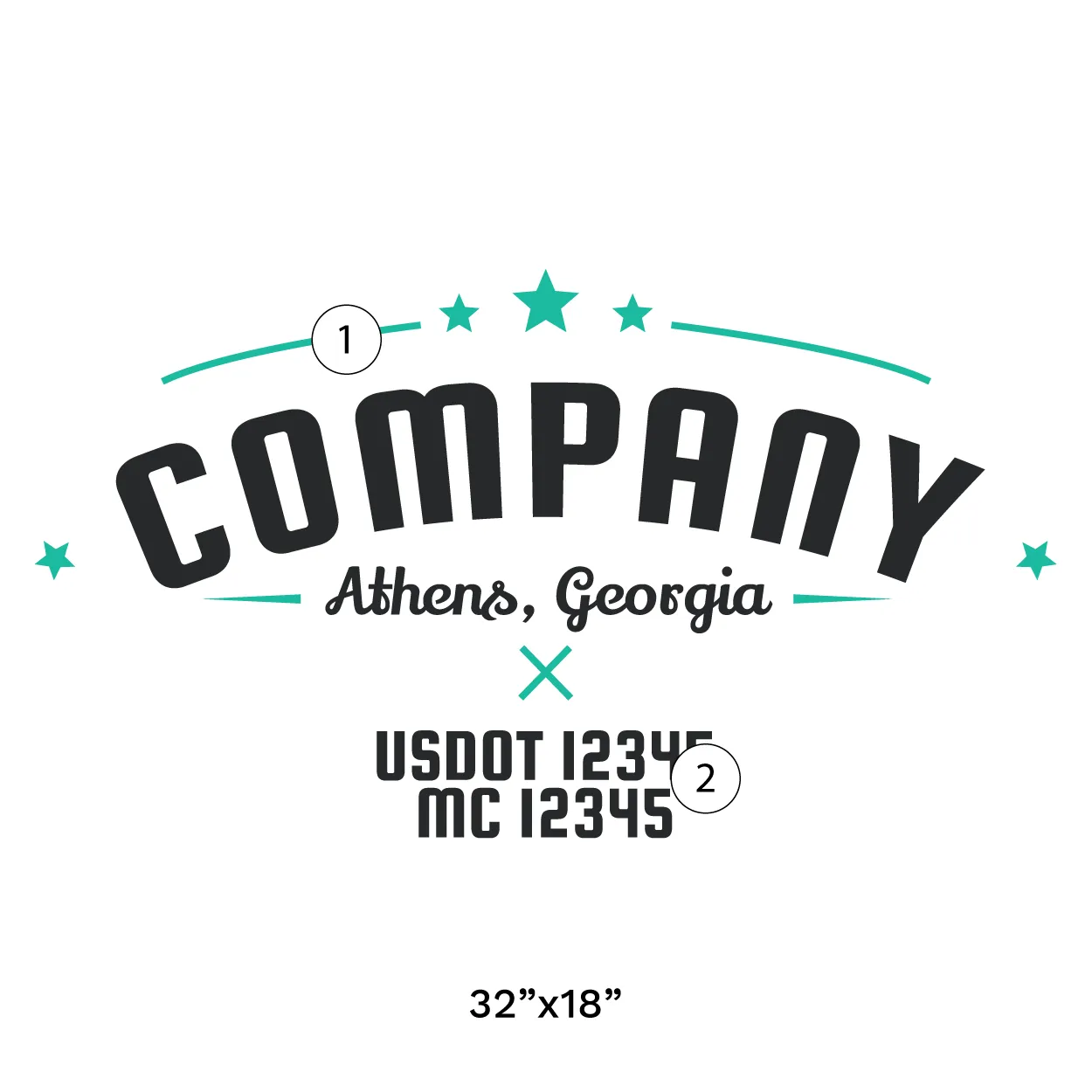Company Name Truck Door Decal (USDOT), 2 Pack
