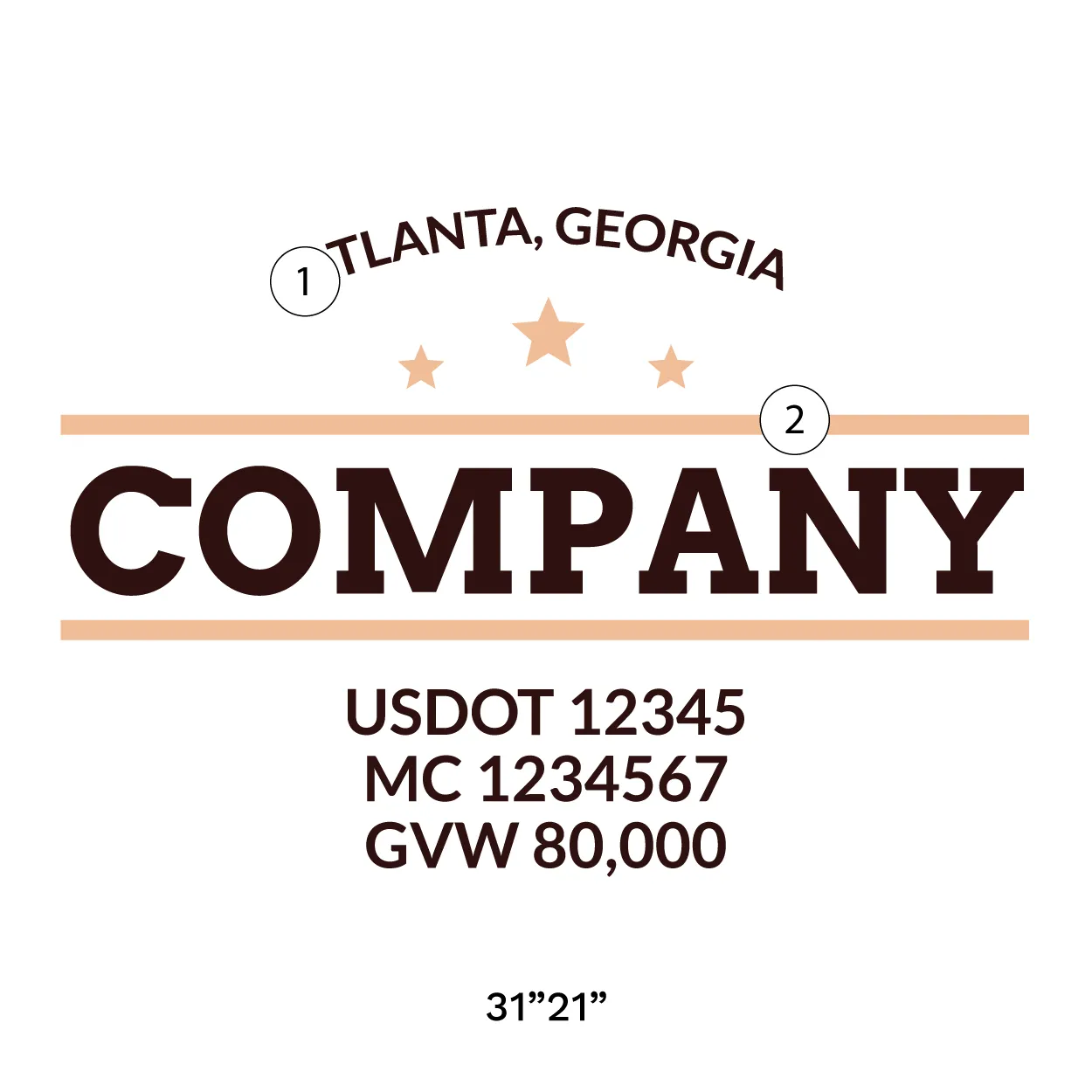 Company Name Truck Door Decal (USDOT), 2 Pack