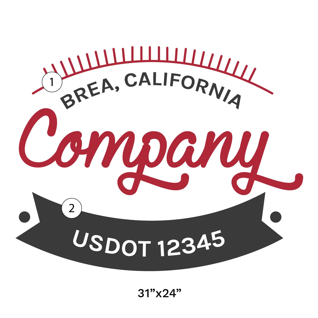 Company Name Truck Door Decal (USDOT), 2 Pack