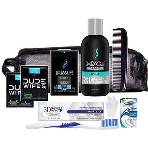 Convenience Kits International Men’s Premium 15 Piece Assembled Travel Kit Featuring: Gillette Disposable Razor and Crest Toothpaste