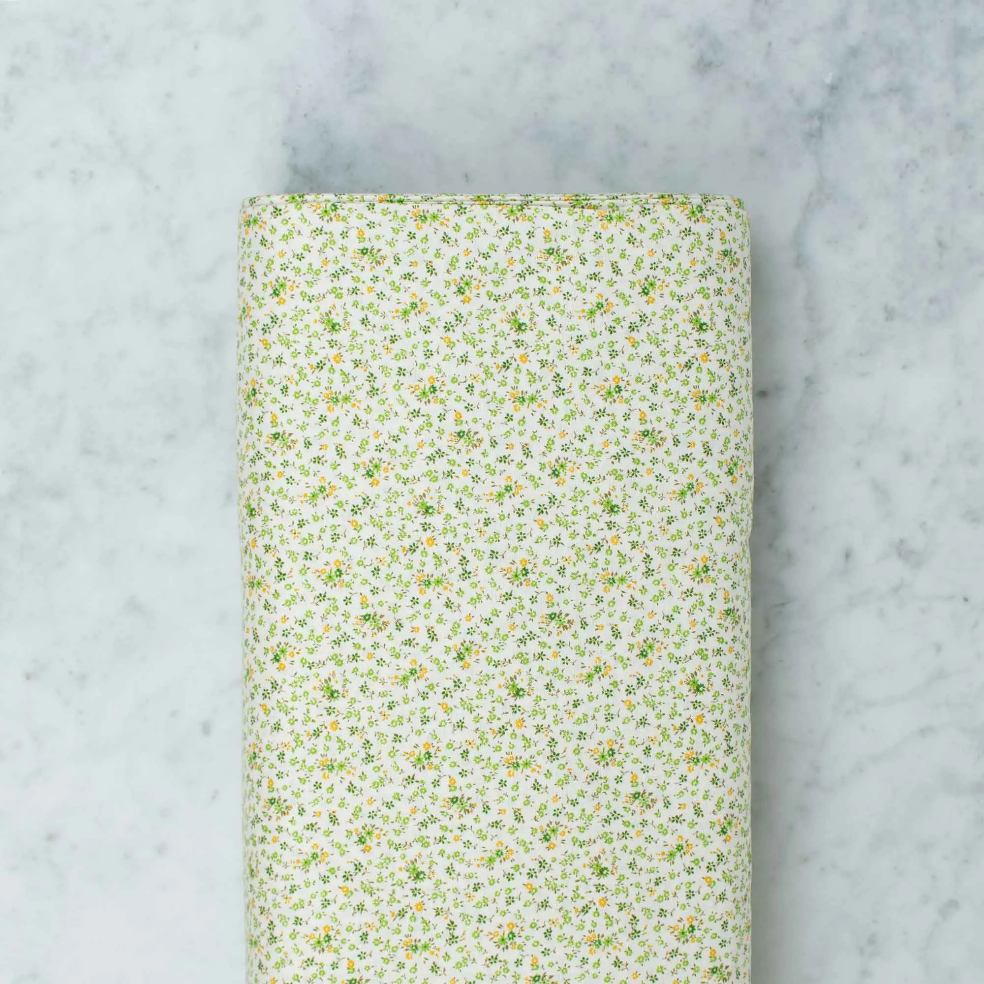 Cosmo Textiles - Romantic Memories - Tiny Green and Yellow Flowers on Cream
