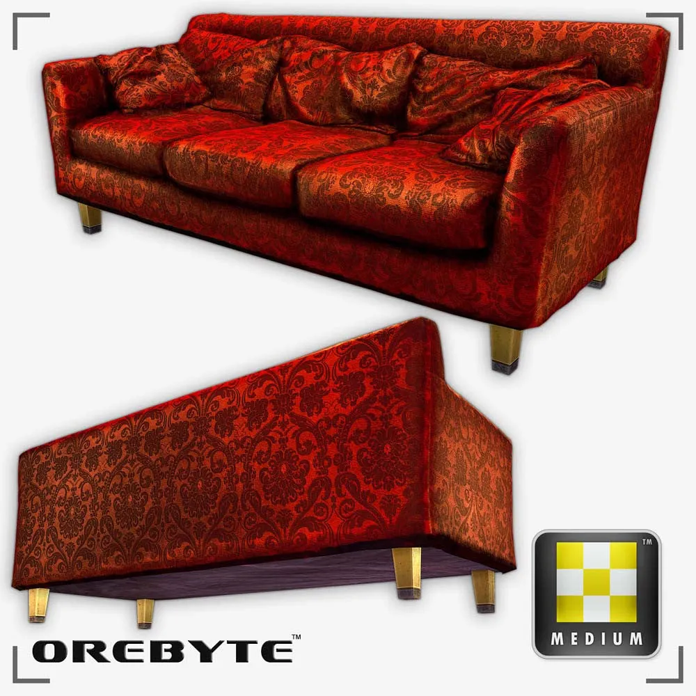Couch Sofa Red 01