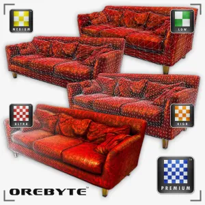 Couch Sofa Red 01