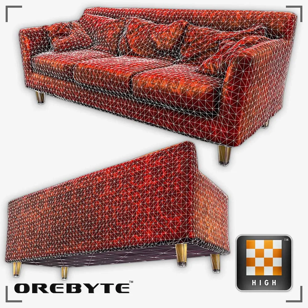 Couch Sofa Red 01