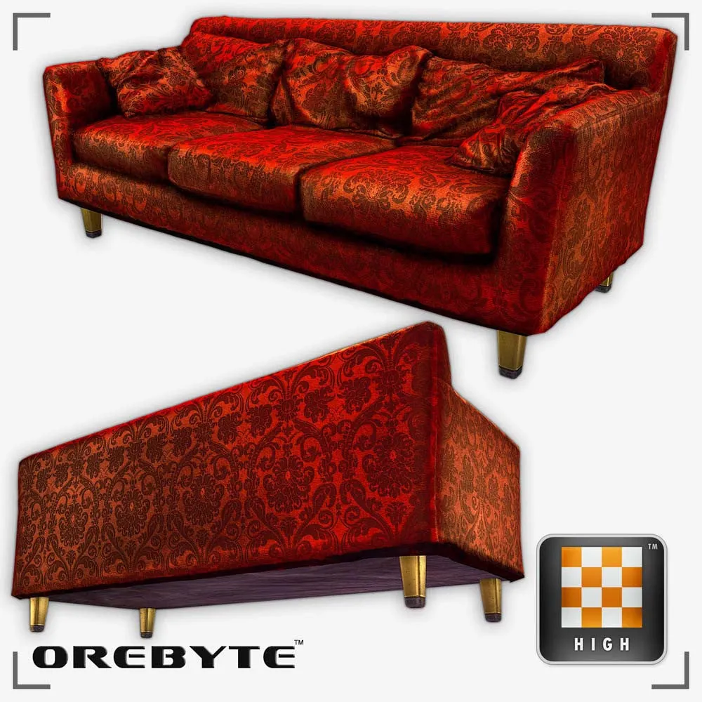 Couch Sofa Red 01