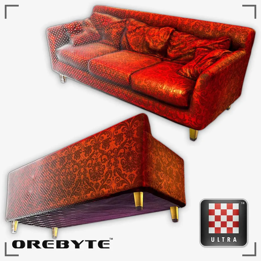 Couch Sofa Red 01