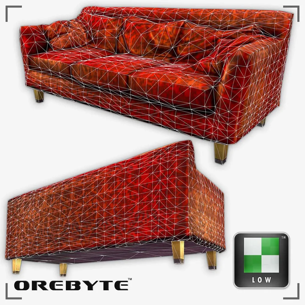 Couch Sofa Red 01