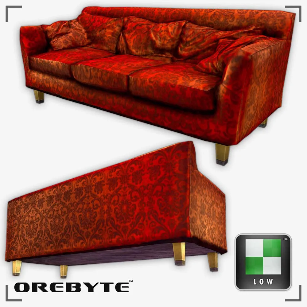 Couch Sofa Red 01
