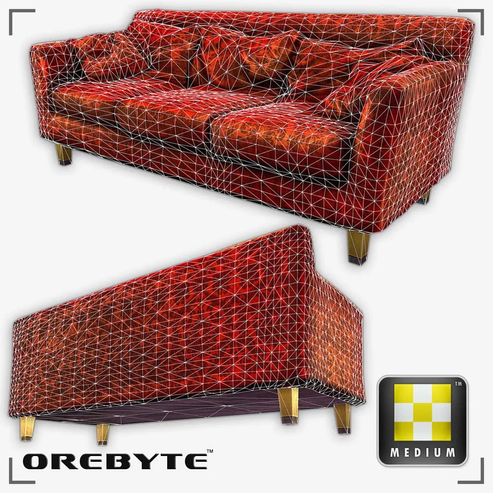 Couch Sofa Red 01
