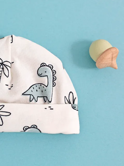 Cream Dino Buddies, Preemie Round Hat