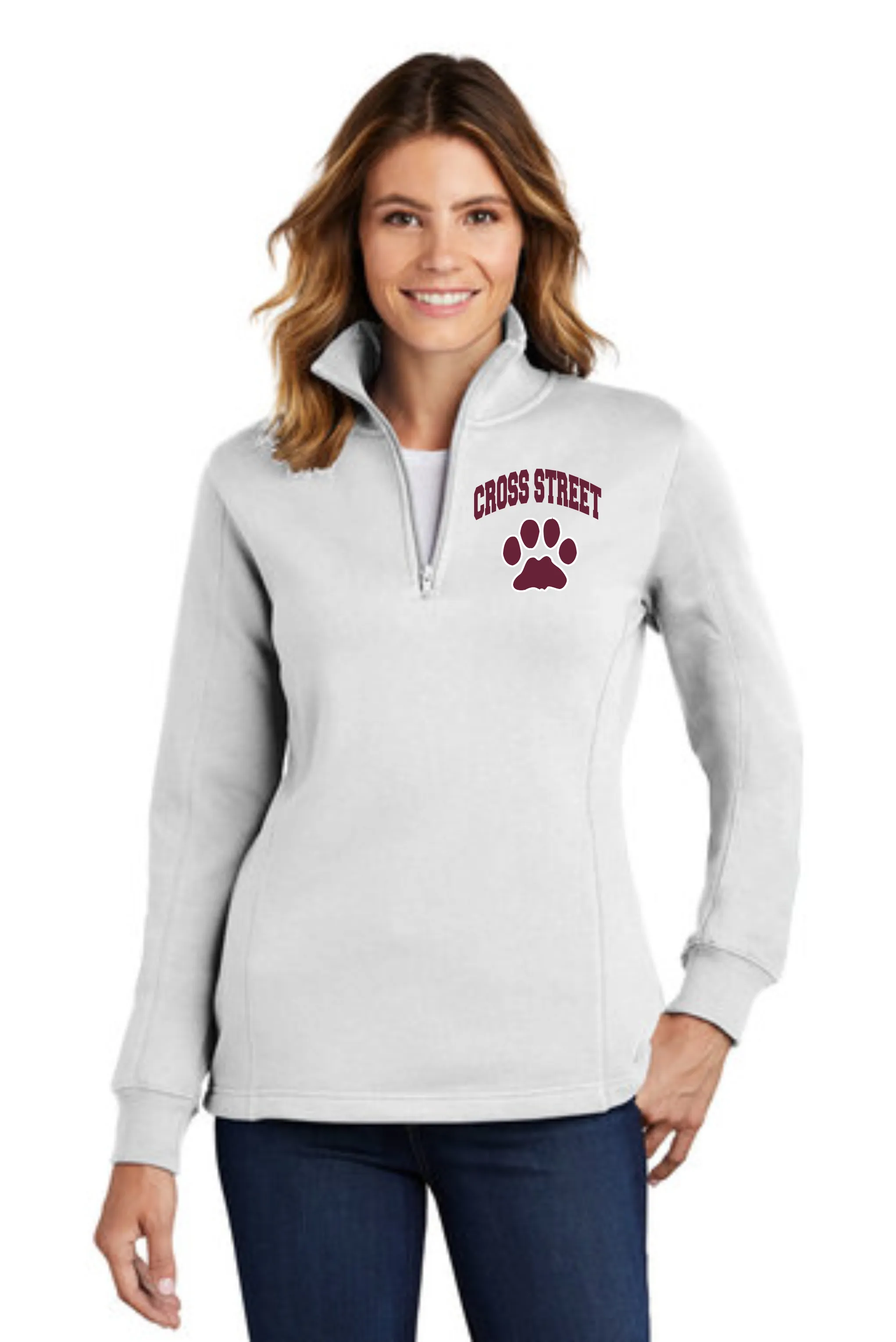 Cross Street Ladies 1/4 Zip Cotton blended Pullover