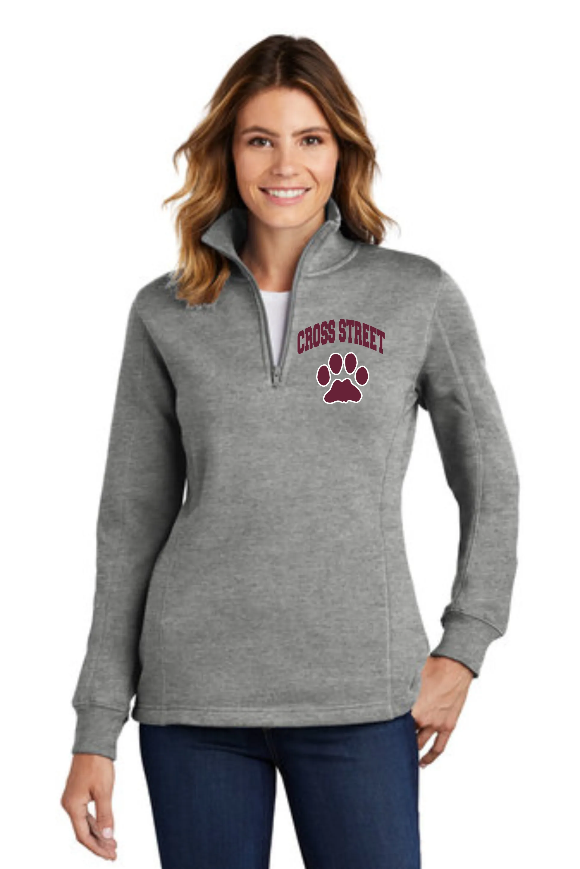 Cross Street Ladies 1/4 Zip Cotton blended Pullover