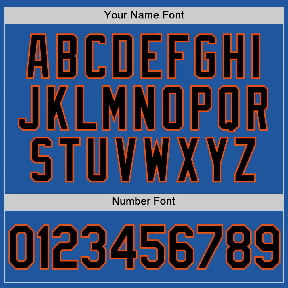 Custom Blue Black-Orange Authentic Throwback Baseball Jersey