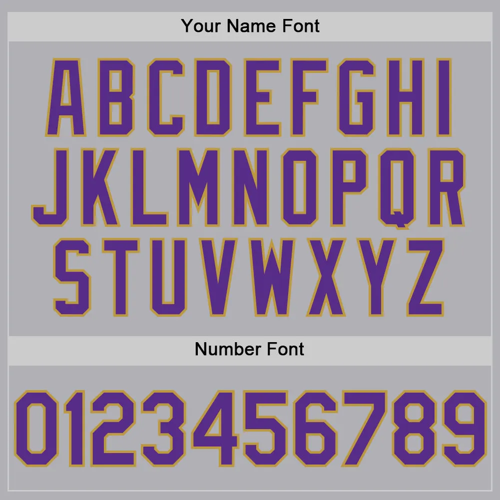 Custom Gray Purple-Old Gold Mesh Authentic Throwback Baseball Jersey