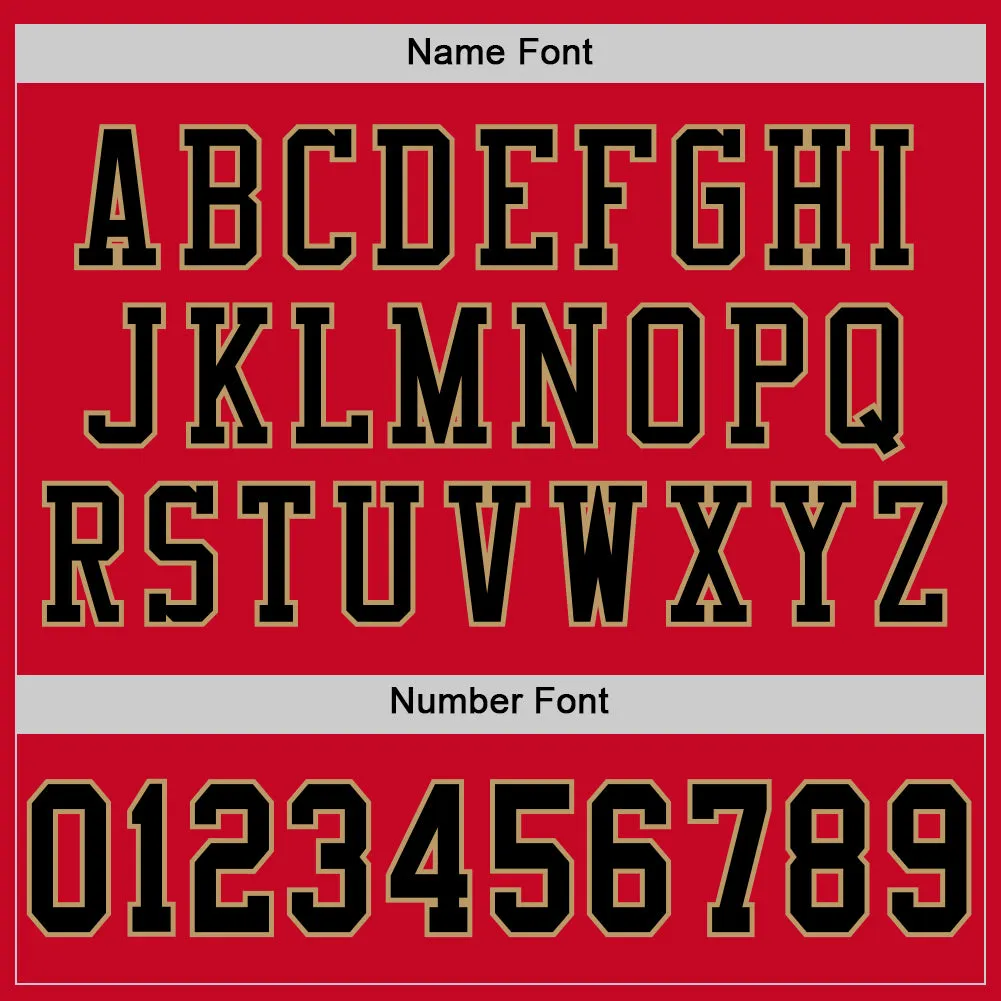 Custom Red Black-Old Gold Mesh Authentic Throwback Football Jersey