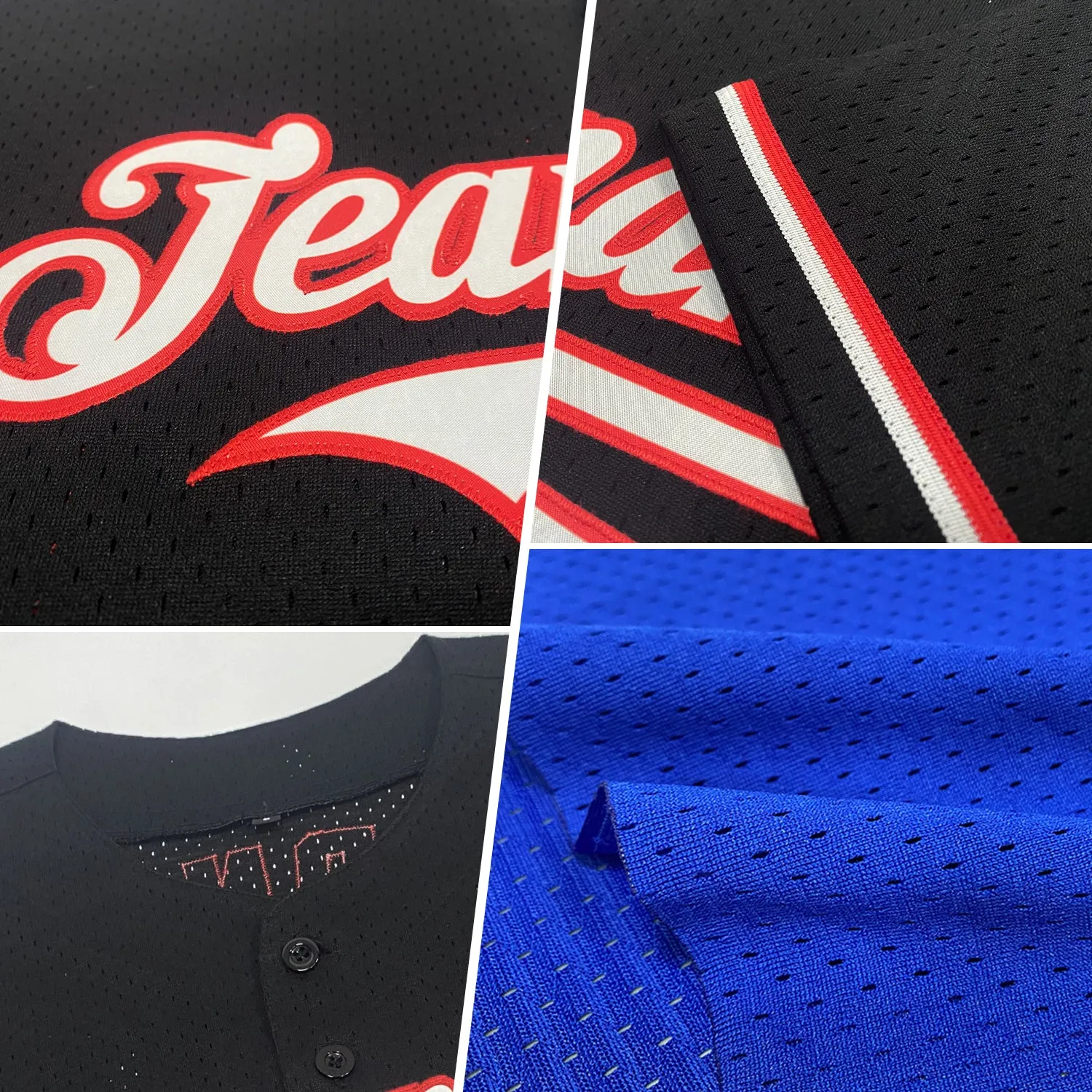 Custom Royal White-Red Mesh Authentic Throwback Baseball Jersey