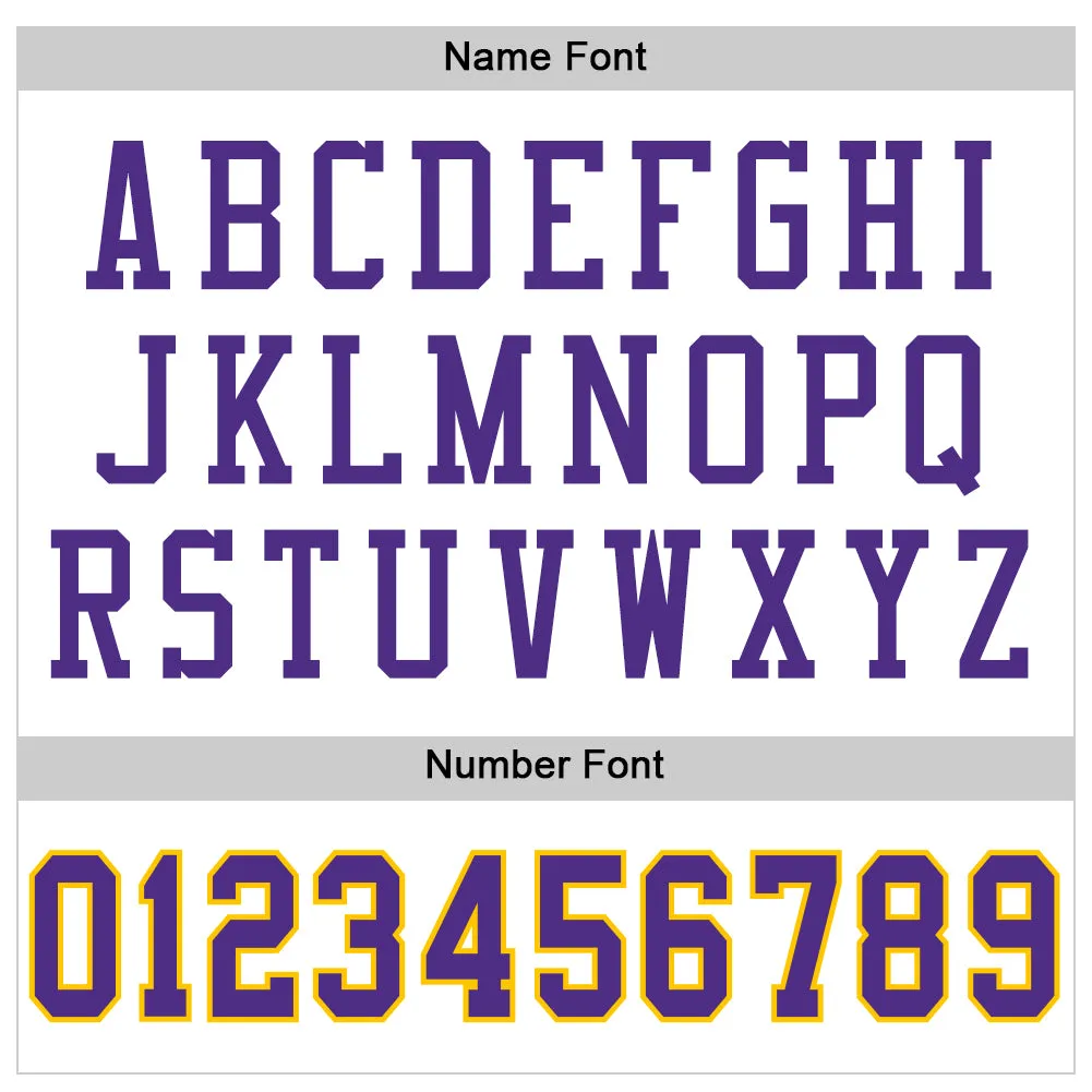 Custom White Purple-Gold Mesh Authentic Throwback Football Jersey