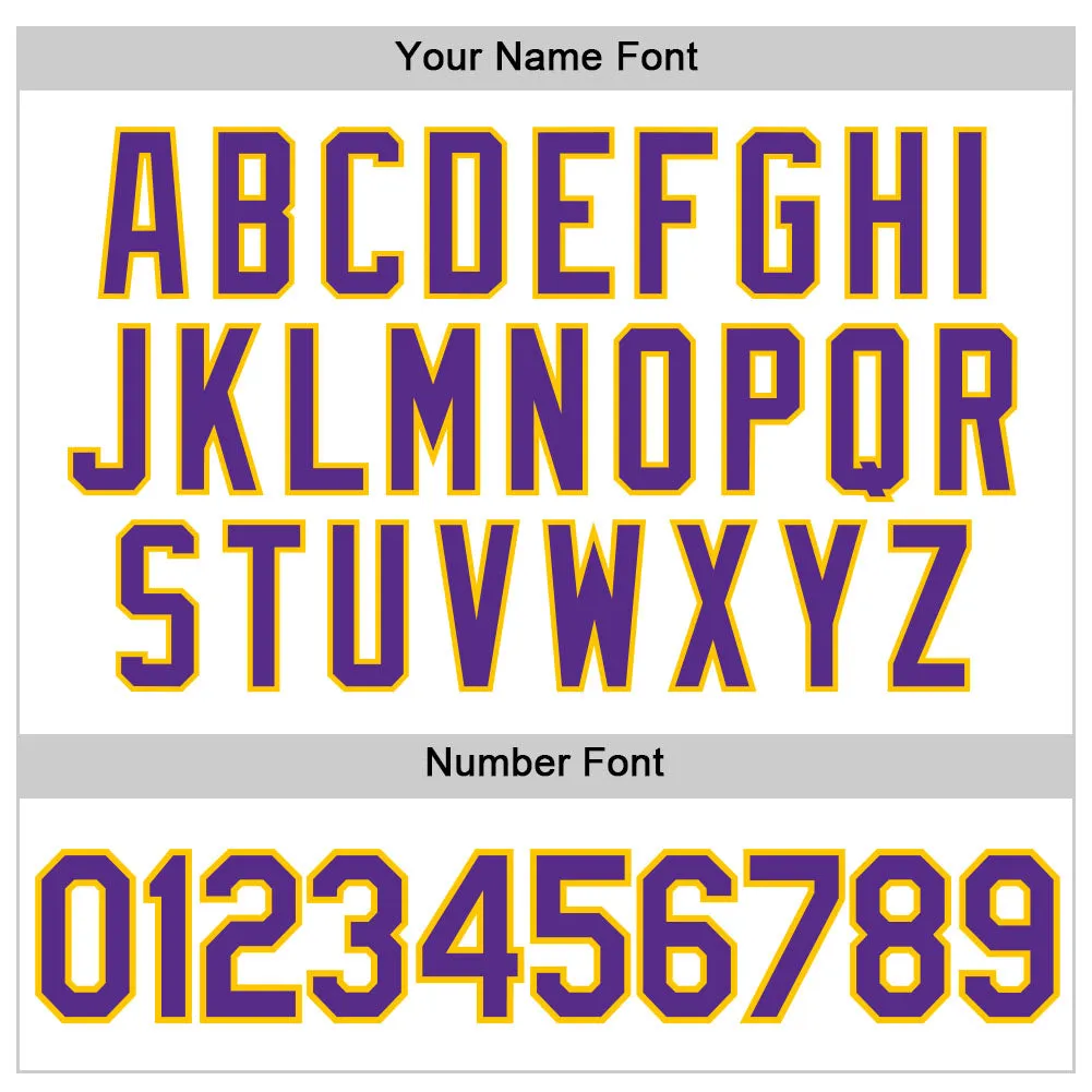 Custom White Purple Pinstripe Purple-Gold Authentic Throwback Basketball Jersey