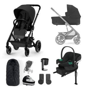 Cybex Balios S Lux Bundle with Aton B2 Car Seat & Base - Moon Black/Black Frame