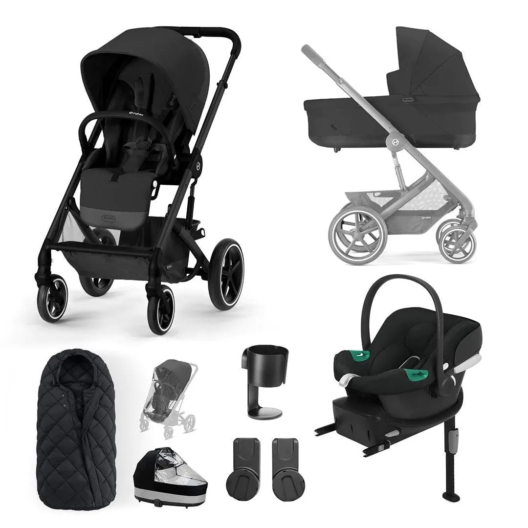 Cybex Balios S Lux Bundle with Aton B2 Car Seat & Base - Moon Black/Black Frame